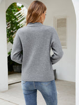 Solid Color Pullover Loose Half Turtle Neck Sweater