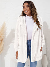 Loose Plush Hooded Cardigan Coat