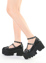 Love Buckle Cross Wings Retro Platform Shoes