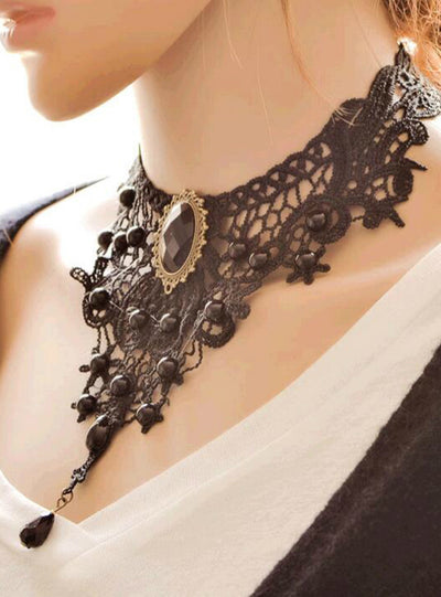Handmade Gothic Lace Necklace Collar Necklace 