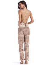 Fringed Sequined Spliced Jumpsuit