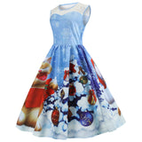 Sleeveless Christmas Print Slim skirt