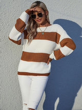 Turtleneck Loose Round Neck Color Matching Sweater
