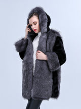 Women Faux Fur And Hooded Luxury Coat