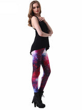 Purple Leggings Space Printed Pants Milk Leggings 