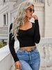 Square Neck Slim Knitted Long Sleeve T-Shirt