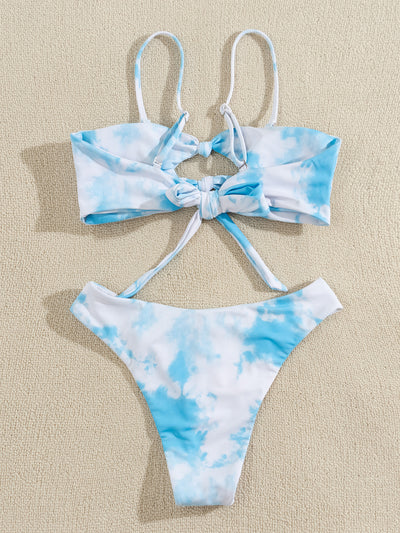 Tie-dyed Printed Split Bikini