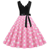 Sleeveless V-neck Wave Print Dress