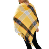 Contrasting Striped Cloak Fringed Scarf Shawl