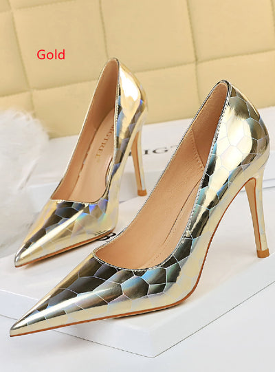 Metal Pattern High Heel Shoes