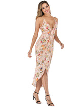 Sexy Suspender Backless Printed Sequined Dress