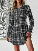 Long Sleeve Plaid Shirt Dress