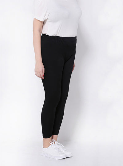 Black Solid Slim High Waisted Elastic Skinny Pencil Pants