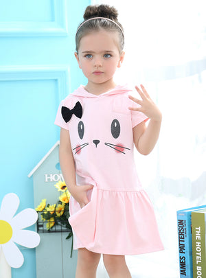Baby Girls Dress Active Cartoon Cats Pattern