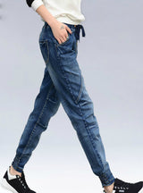 Tall Girl Elastic Waist Pencil Harem Denim Jeans