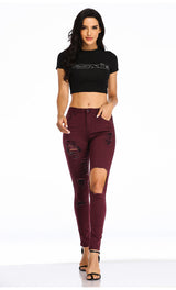 Women Sexy Holes Pant Jeans