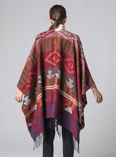 Geometric Rhombic Lengthened Cape With Split Shawl