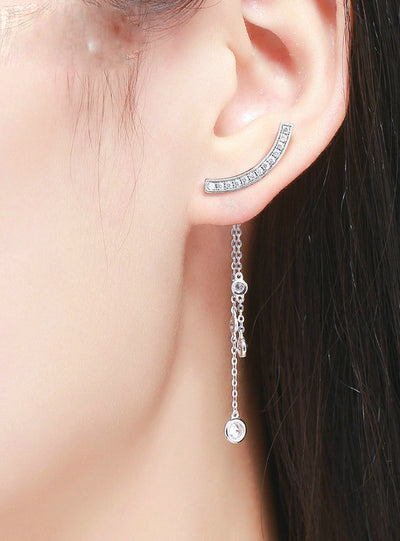 925 Sterling Silver Swinging Light Long Tassel Drop 