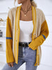 Single-breasted Contrast Atriped Sweater Cardigan Coat