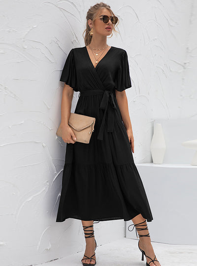 Sexy V-neck Stitching Long Dress