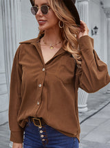 Women Solid Color Top Shirt Coat