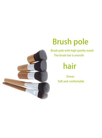 11Pcs Natural Bamboo Makeup Brushes With Bag
