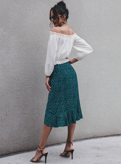 Irregular Ruffled Polka Dot Skirt