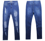 Slim-fit Stretch Big Holes Pants Jeans