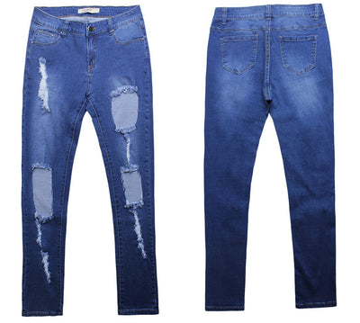 Slim-fit Stretch Big Holes Pants Jeans