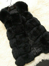 Faux Fox Warm Women Coat Vests Winter Furs 