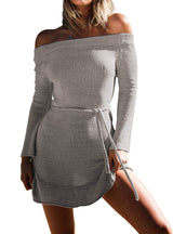 Women Slim Sweater Skirt Off Shoulder Sweater Dress
