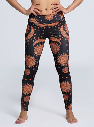 Sun Moon Stars Print Push Up Workout Legging