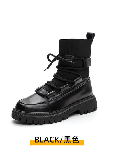 Strapped Motorcycle Boots Thick-soled Booties