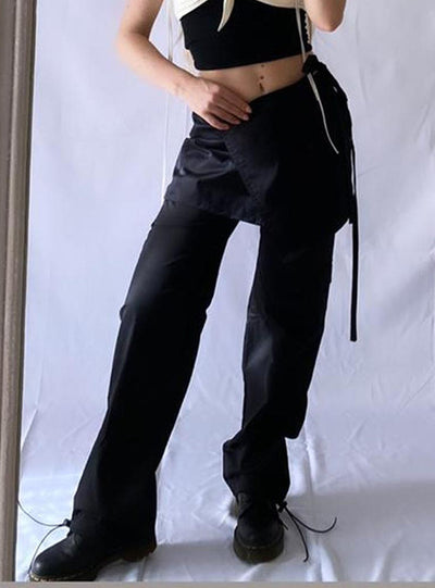 Rope-tied Streamer Overalls Pants
