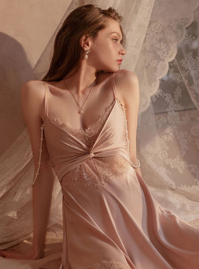 Sexy Ice Silk Housewear Pearl Nightdress