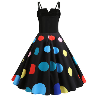 Sexy Straps Print Big Swing Dress