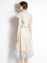 Lace Flying Sleeve Long Dress