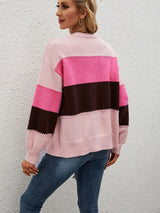 Loose Striped Color Matching Coat Knitted Cardigan