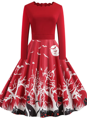 Halloween Printed Stitching Dress