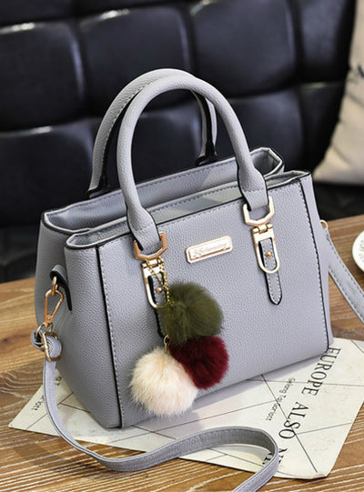 Women Hairball Ornaments Totes Solid Sequined Handbag