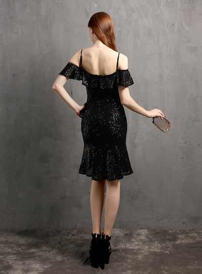 Sheath Sequins Straps Party Dress