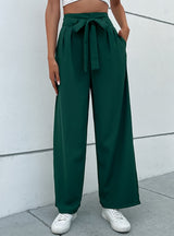 Casual Lace-up Wide-leg Pants