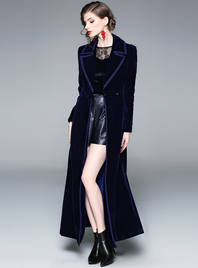 Velvet Long Windbreaker Women Knee-length To Snkle