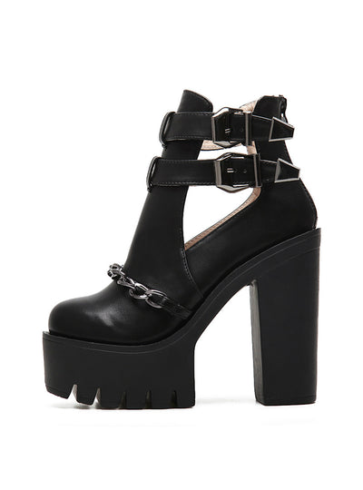Ankle Boots For Women High Heels Casual Cut-outs 