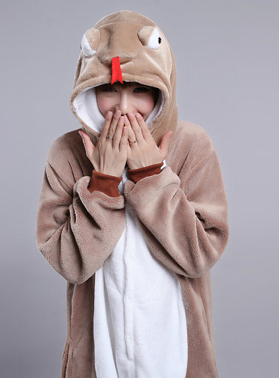 Flannel Conjoined Cartoon Animal Zodiac Snake Pajamas