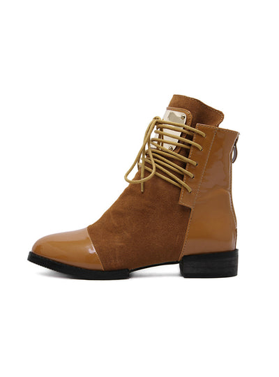 Leather Flat Martin Ankle Boots Womens Motorcycle Boots 