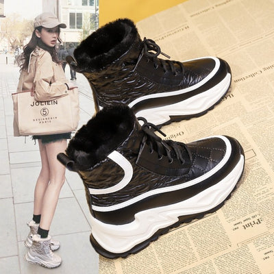 Winter Padded Cotton Shoes Fur Integrated Booties