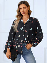 Butterfly Button Stand-up Collar Shirt