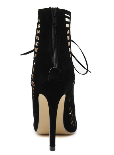 Peep Toe Shoes Lace Up Cut outs Sandals Shoes