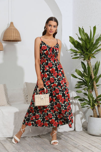 Women Strap Floral Bohemian Dress